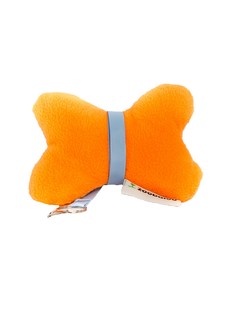 Игрушка для собак Zoobaloo "Косточка" мягкая на поводке с карабином, оранжевая, 15 см