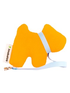 Игрушка для собак Zoobaloo "Собачка" мягкая на поводке с карабином, оранжевая, 15 см