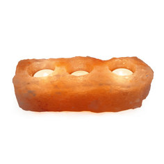 Неограненный соляной подсвечник 3 свечи в комплекте Stay Gold