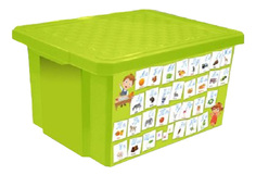 Ящик для хранения игрушек Little Angel "Обучайка" - Азбука салатовый