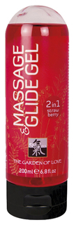 Массажное масло и лубрикант Massage Glide Gel с клубничным ароматом 200 мл Shiatsu