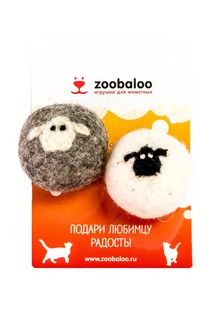 Игрушка для кошек Zoobaloo Набор шерстяных мячей "Овечка" 2 шт., 6 см