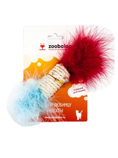 Когтеточка для кошек сизалевая Zoobaloo цилиндр с марабу, 15 см