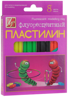Пластилин Луч флуоресцентный 8 цветов, 105 г