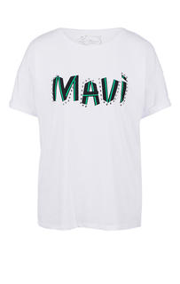 Футболка женская Mavi 167709-620 белая/черная/зеленая/серебристая S