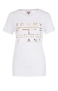 Футболка женская Tommy Jeans DW0DW06233 100 белая/золотистая XS