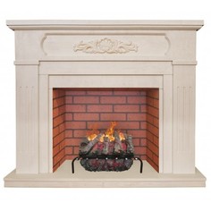 Классический электрокамин Real-Flame Milton 26 WT с очагом 3D Silva log+Brick вставка 26