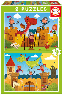 Пазл EDUCA 2х48 деталей Драконы и рыцари, арт. 17151