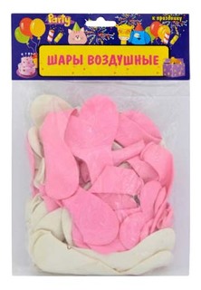 Набор шаров ACTION! Сердечки Нежность розовые, белые 50 шт.