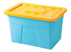 Ящик для хранения игрушек Пластишка На колесах голубой