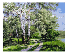 Раскраска по номерам Белоснежка Белая береза