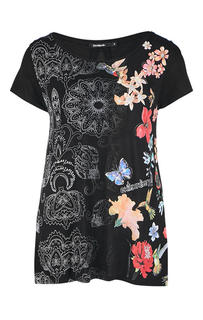Футболка женская Desigual 19SWTKAA 2000 черная/разноцветная XL
