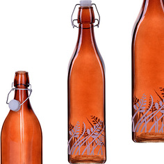 Бутылка 500мл стекло с крышкой КОРИЧНЕВЫЙ LR (х24) Loraine