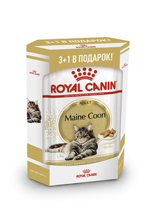 Влажный корм для кошек ROYAL CANIN Maine Coon Adult, мясо, 3+1шт, 85 г
