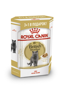 Влажный корм для кошек ROYAL CANIN British Shorthair Adult, мясо, 3+1шт, 85 г