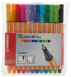 Набор ручек капиллярных "Stabilo point 88 mini", 12 ручек