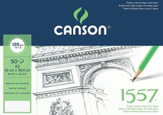 Альбом для графики "Canson 1557", 14,8x21 см, 120 г/м2, мелкое зерно, 50 листов