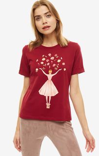 Футболка женская Fashion.Love.Story. 1775184 красная/разноцветная 42 RU