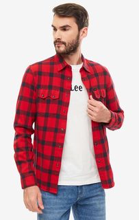 Рубашка мужская Lee L856OEKG красная/черная XL