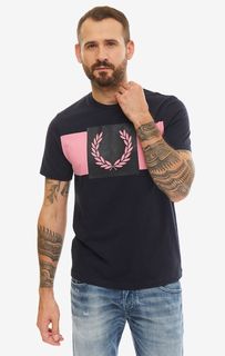 Футболка мужская Fred Perry M6515 608 синяя/черная/розовая M