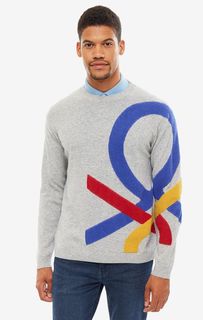 Джемпер мужской United Colors of Benetton 1044K1J99_911 серый/разноцветный S
