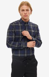 Рубашка мужская Fred Perry M7556 266 синяя/серая/черная XL