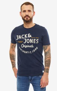 Футболка мужская Jack & Jones 12158772 синяя/оранжевая/белая S