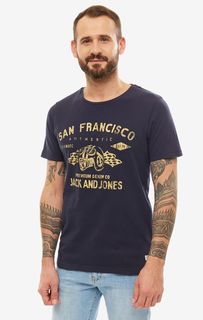 Футболка мужская Jack & Jones 12160761 синяя/бежевая L