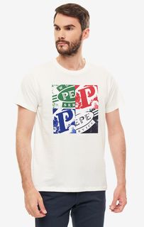 Футболка мужская Pepe Jeans PM506754.808 белая/разноцветная L