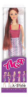 Кукла Ася Шатенка в платье с принтом А-стайл Toys Lab