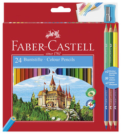 Цветные карандаши Faber-Castell Замок: 24 шт + 3 двухцветных карандаша + точилка