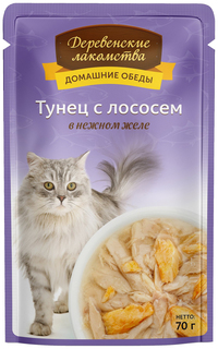 Влажный корм для кошек Деревенские лакомства Домашние обеды, тунец, 70г