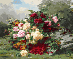 Живопись на холсте "Розы и ягодная корзина" Белоснежка
