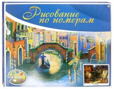 Холст с красками "Палитра. Рисование по номерам. Черный кот на книге", 40х50 см