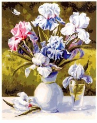 Холст для рисования по номерам "Белая ваза с цветами", 30х40 см Рыжий кот