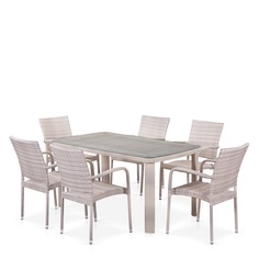 Комплект плетеной мебели T51A/Y376-W85-150x85 6Pcs Latte Afina