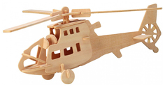 Объемные 3D-пазлы Wooden Toys Деревянная сборная модель Боевой вертолет 24 элемента