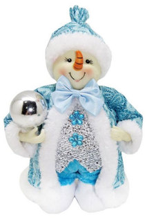 Кукла декоративная Новогодняя сказка Снеговик 20 см, голубой 973029