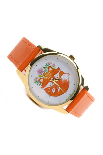 Часы Mitya Veselkov Лиса и лисенок спят золотистые (оранжевый) Color-136