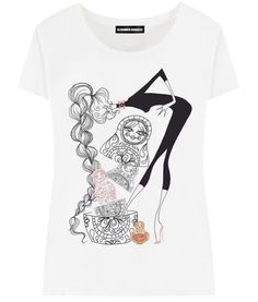 Футболка женская ALEXANDER KONASOV "Drawing girl" белая 2XL