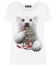 Футболка женская ALEXANDER KONASOV "Мейкап мишка" белая S