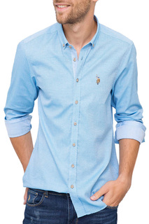 Рубашка мужская U.S. POLO Assn. G081SZ004ARMANOVAYA17K VR077 голубая XL