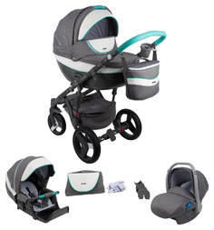 Коляска Adamex monte carbon 3 в 1 серый, св серый, мятный d2