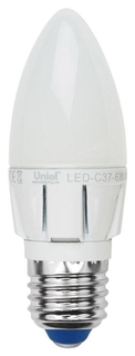 Лампа светодиодная диммируемая (08689) E27 6W 4500K свеча матовая LED-C37-6W/NW/E27/FR/DIM Uniel