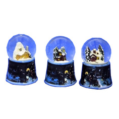 Набор из 12 стеклянных шаров Домик в лесу, на фарфоровой подставке, 4вида. D=5см, H=7см Gift Way