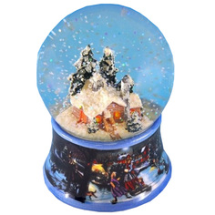 Новогодний стеклянный шар с домиком на фарфоровой подставке D=8см,H=11см Gift Way