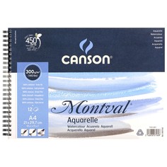 Canson Альбом на спирали для акварели Montval CANSON, 300г/м2, 21х29.7см, Фин, 12 листов