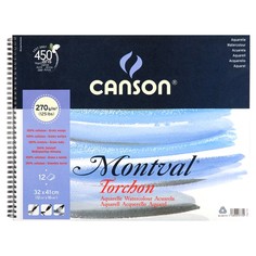 Альбом на спирали для акварели Montval CANSON, 270г/м2, 32х41см, Снежное зерно, 12 л