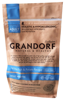 Сухой корм для кошек Grandorf Sensitive, беззерновой, белая рыба, 0,4кг