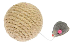 Игрушка для кошек PerseiLine шар с мышкой, джут 8 см